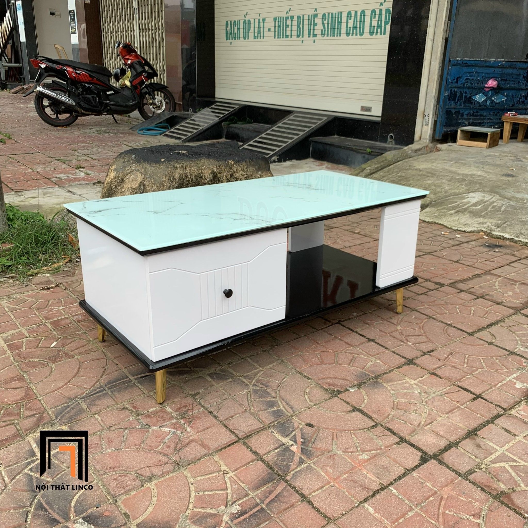  Bàn sofa phòng khách mặt kính xanh BTPK9 Hauku 1m x 50 đẹp 