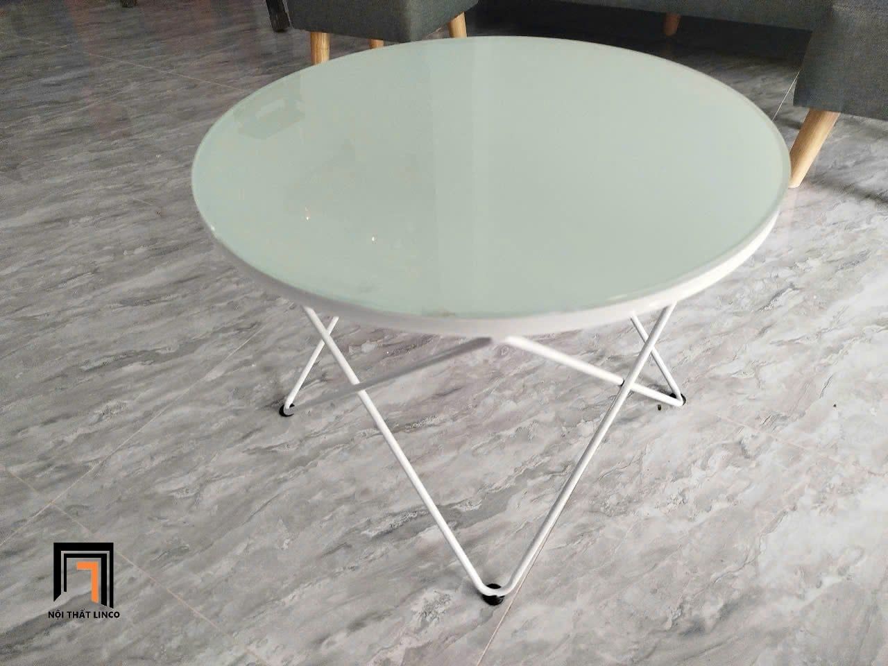  Bàn sofa phòng khách nhỏ gọn BTPK12 Zapoco mặt kính tròn 60 