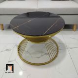  Bàn sofa mặt kính tròn giả đá BTPK13 Sava 60 x 45 khung vàng 
