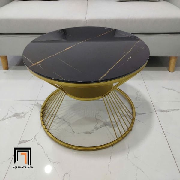 bàn sofa mặt kính tròn giả đá