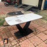  Bàn trà phòng khách đẹp khung chân sắt V BTPK18 Vfone dài 1m 