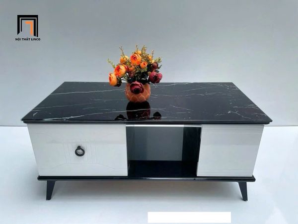 bàn trà phòng khách kính giả đá đen