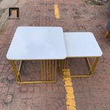  Cặp bàn trà mặt đá vuông trắng BTPK22 Kasbah cho chung cư 