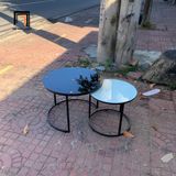  Cặp bàn sofa kính đen trắng BTPK25 Rayga phòng khách nhỏ 