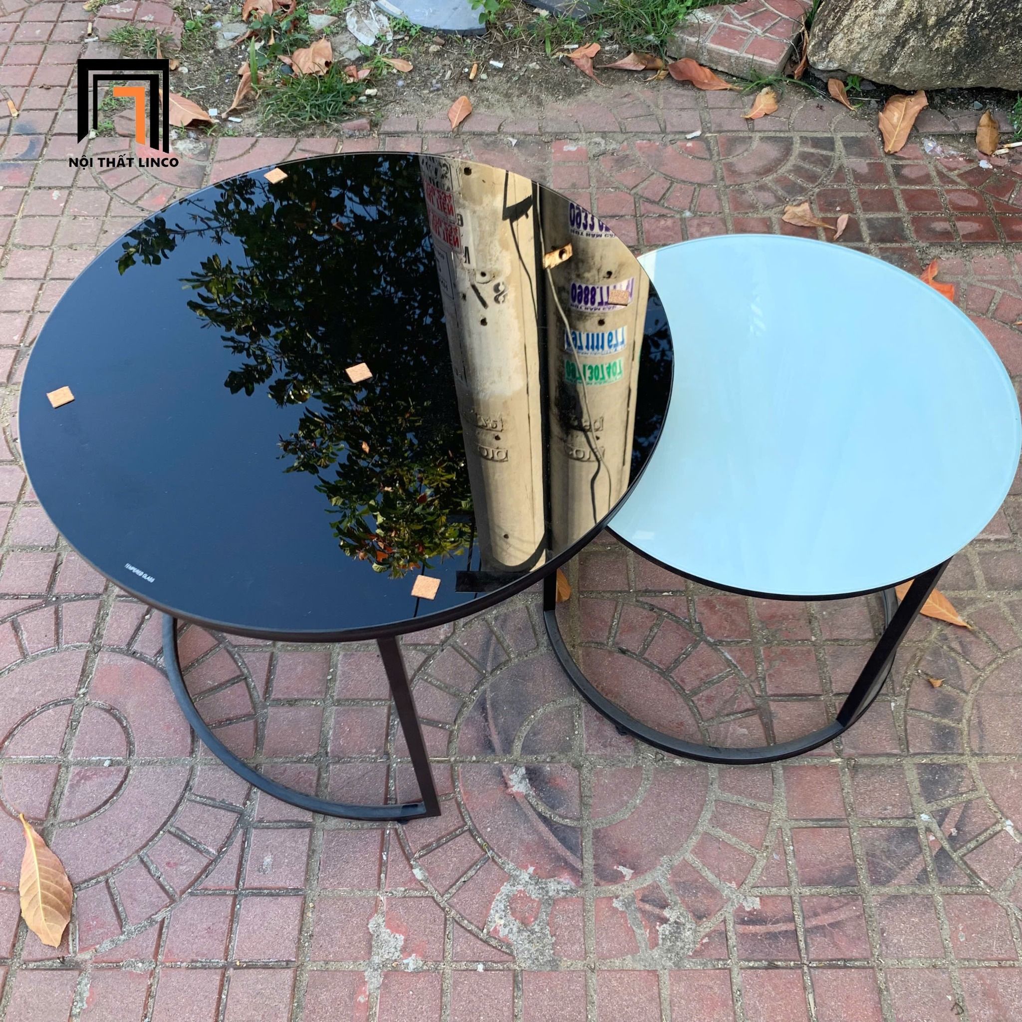  Cặp bàn sofa kính đen trắng BTPK25 Rayga phòng khách nhỏ 