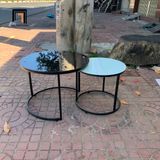  Cặp bàn sofa kính đen trắng BTPK25 Rayga phòng khách nhỏ 