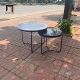  Cặp 2 bàn trà mặt đá đen trắng BTPK27 Zampo giá rẻ nhỏ gọn 
