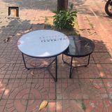  Cặp 2 bàn trà mặt đá đen trắng BTPK27 Zampo giá rẻ nhỏ gọn 