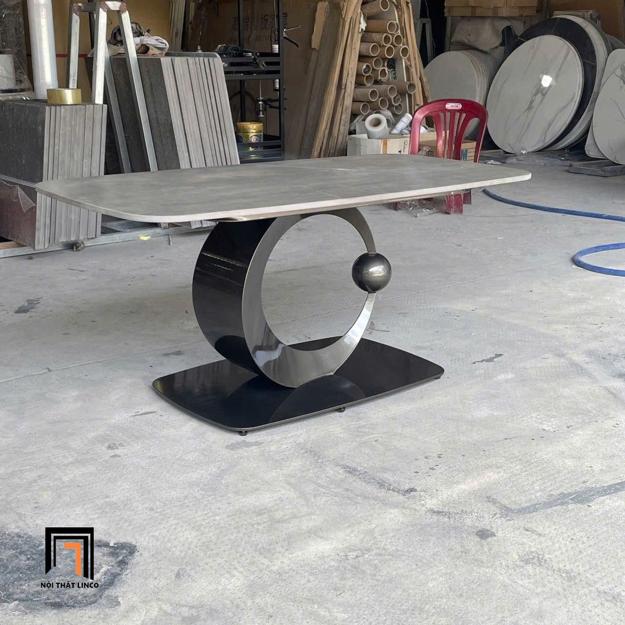  Bàn trà mặt đá khung chân hình trăng BTPK31 Panamint 1m x 50 