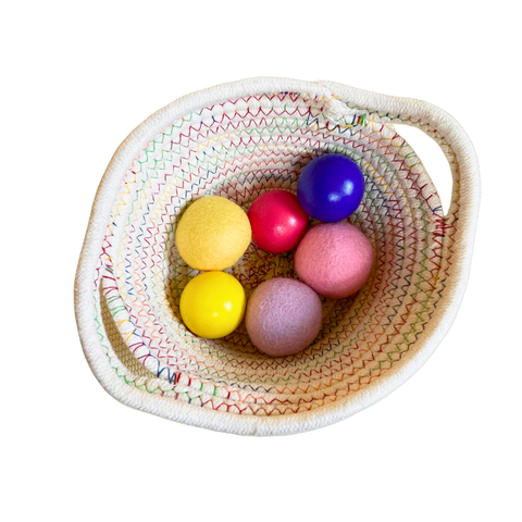  Bộ Giỏ Vải, Bóng Gỗ Và Bóng Len - Đồ Chơi Thông Minh