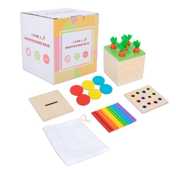 Núm gỗ xếp chồng - Đồ chơi Montessori