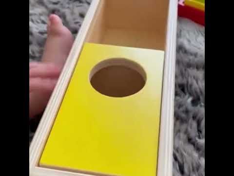  Hộp Gỗ Nắp Trượt và Bóng Len - Đồ Chơi Gỗ Montessori