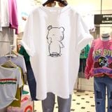 Áo Thun Nữ HappyTee - Mẫu Áo Thun Chú Gấu Đáng Yêu Chất Cotton 100% Cao Cấp