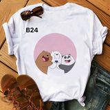 Áo Thun Nữ HappyTee -Những Mẫu Áo Thun Sắc Trắng We Are Bear Chất Cotton 100% Cao Cấp