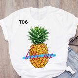 Áo Thun HappyTee - Những Mẫu Áo Thun Sắc Trắng Họa Tiết Trái Dứa Chất Cotton 100% Cao Cấp