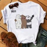 Áo Thun Nữ HappyTee -Những Mẫu Áo Thun Sắc Trắng We Are Bear Chất Cotton 100% Cao Cấp