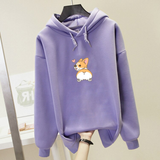 Áo Hoodie Nữ HappyTee - Mẫu Áo Hoodie Họa Tiết Chú Chó Corgi Đáng Yêu Chất Cotton 100% Cao Cấp