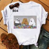 Áo Thun Nữ HappyTee -Những Mẫu Áo Thun Sắc Trắng We Are Bear Chất Cotton 100% Cao Cấp