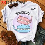 Áo Thun Nữ  HappyTee - Những Mẫu Áo Thun Sắc Trắng Họa Tiết Mèo Đáng Yêu Ngộ Nghĩnh Chất Cotton 100% Cao Cấp