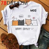 Áo Thun Nữ  HappyTee - Những Mẫu Áo Thun Sắc Trắng Họa Tiết Mèo Đáng Yêu Ngộ Nghĩnh Chất Cotton 100% Cao Cấp