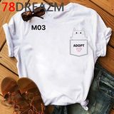 Áo Thun Nữ  HappyTee - Những Mẫu Áo Thun Sắc Trắng Họa Tiết Mèo Đáng Yêu Ngộ Nghĩnh Chất Cotton 100% Cao Cấp