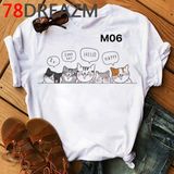 Áo Thun Nữ  HappyTee - Những Mẫu Áo Thun Sắc Trắng Họa Tiết Mèo Đáng Yêu Ngộ Nghĩnh Chất Cotton 100% Cao Cấp