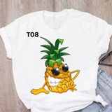 Áo Thun HappyTee - Những Mẫu Áo Thun Sắc Trắng Họa Tiết Trái Dứa Chất Cotton 100% Cao Cấp