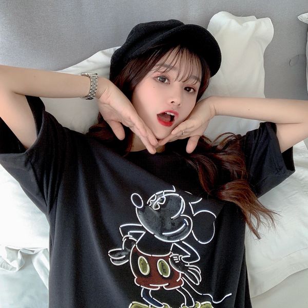 Áo Thun Tay Lỡ Nữ HappyTee - Mẫu Áo Thun Tay Lỡ Mickey Chất Cotton 100% Cao Cấp