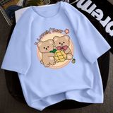 Áo Thun Nữ HappyTee - Mẫu Áo Thun Họa Tiết Gấu Đáng Yêu Lovely Bear Chất Cotton 100% Cao Cấp