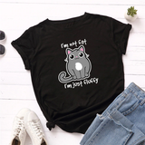 Áo Thun Nữ HappyTee - Mẫu Áo Thun I'm Not Cat I'm Just Fluffy Chất Cotton 100% Cao Cấp