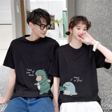 Áo Thun Cặp Đôi HappyTee - Mẫu Áo Thun Cặp Đôi Họa Tiết Cặp Đôi Khủng Long Đáng Yêu Chất Cotton 100% Cao Cấp