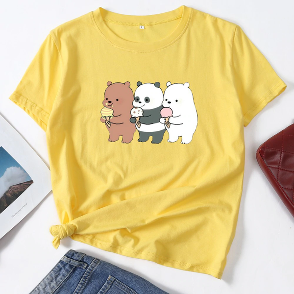 Áo Thun Nữ HappyTee - Mẫu Áo Thun We Are Bear Chất Cotton 100% Cao Cấp