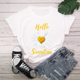 Áo Thun Nữ  HappyTee - Mẫu Áo Thun Hello Sunshine Chất Cotton 100% Cao Cấp