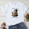 Áo Thun Nữ HappyTee - Mẫu Áo Thun Họa Tiết Chú Lười Đáng Yêu Sorry I Can't I'm Very Busy Chất Cotton 100% Cao Cấp