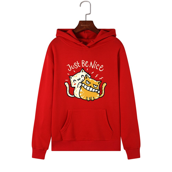 Áo Hoodie HappyTee - Mẫu Áo Hoodie Just Be Nice Chất Cotton 100% Cao Cấp