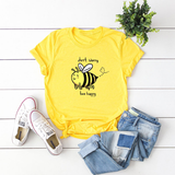 Áo Thun Nữ HappyTee - Mẫu Áo Thun Họa Tiết Chú Ong Don't worry Bee Happy Chất Cotton 100% Cao Cấp