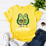 Áo Thun Nữ HappyTee - Mẫu Áo Thun Họa Tiết Bơ Đáng Yêu We Are Pregnant Chất Cotton 100% Cao Cấp