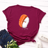 Áo Thun Nữ HappyTee - Mẫu Áo Thun Họa Tiết Sushi Đáng Yêu Chất Cotton 100% Cao Cấp