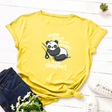 Áo Thun Nữ HappyTee - Mẫu Áo Thun Never give up on your dream keep sleeping Chất Cotton 100% Cao Cấp