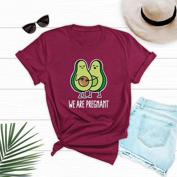 Áo Thun Nữ HappyTee - Mẫu Áo Thun Họa Tiết Bơ Đáng Yêu We Are Pregnant Chất Cotton 100% Cao Cấp