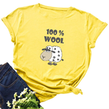 Áo Thun Nữ HappyTee - Mẫu Áo Thun Họa Tiết Cừu 100% WOOL Chất Cotton 100% Cao Cấp