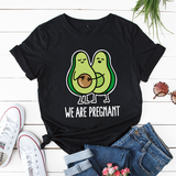 Áo Thun Nữ HappyTee - Mẫu Áo Thun Họa Tiết Bơ Đáng Yêu We Are Pregnant Chất Cotton 100% Cao Cấp