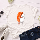 Áo Thun Nữ HappyTee - Mẫu Áo Thun Họa Tiết Sushi Đáng Yêu Chất Cotton 100% Cao Cấp