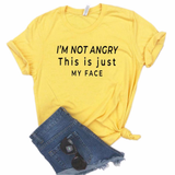 Áo Thun HappyTee - Mẫu Áo Thun In Chữ I'm NOT ANGRY This is just my face Chất Cotton 100% Cao Cấp