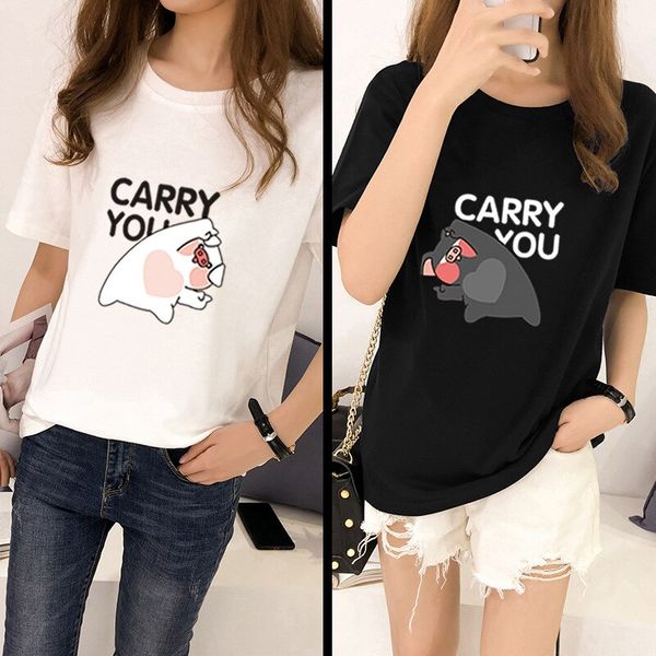 Áo Thun HappyTee - Mẫu Áo Thun CARRY YOU In Họa Tiết Chú Heo Đáng Yêu Ngộ Nghĩnh Chất Cotton 100% Cao Cấp