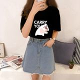 Áo Thun HappyTee - Mẫu Áo Thun CARRY YOU In Họa Tiết Chú Heo Đáng Yêu Ngộ Nghĩnh Chất Cotton 100% Cao Cấp