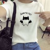 Áo Thun HappyTee - Mẫu Áo Thun In Họa Tiết Chú Mèo Đáng Yêu BATMEOW Chất Cotton 100% Cao Cấp