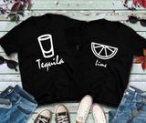 Áo Thun HappyTee - Mẫu Áo Thun In Họa Tiết Chiếc Ly Và Lát Chanh Tequila/Lime Chất Cotton 100% Cao Cấp