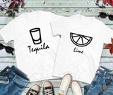 Áo Thun HappyTee - Mẫu Áo Thun In Họa Tiết Chiếc Ly Và Lát Chanh Tequila/Lime Chất Cotton 100% Cao Cấp
