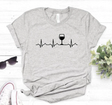 Áo Thun HappyTee - Mẫu Áo Thun In Họa Tiết Nhịp Tim Và Ly Rượu Vang Chất Cotton 100% Cao Cấp